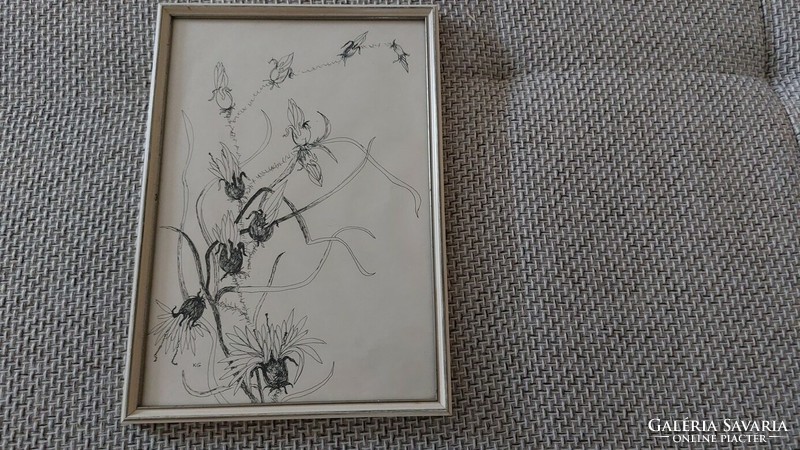 (K) Virágmotívumos kép 22x30 cm kerettel
