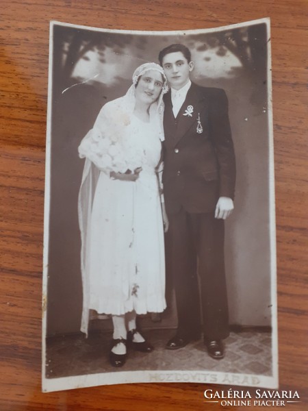 Old wedding photo circa 1930 hozdovits arad studio bride groom photo