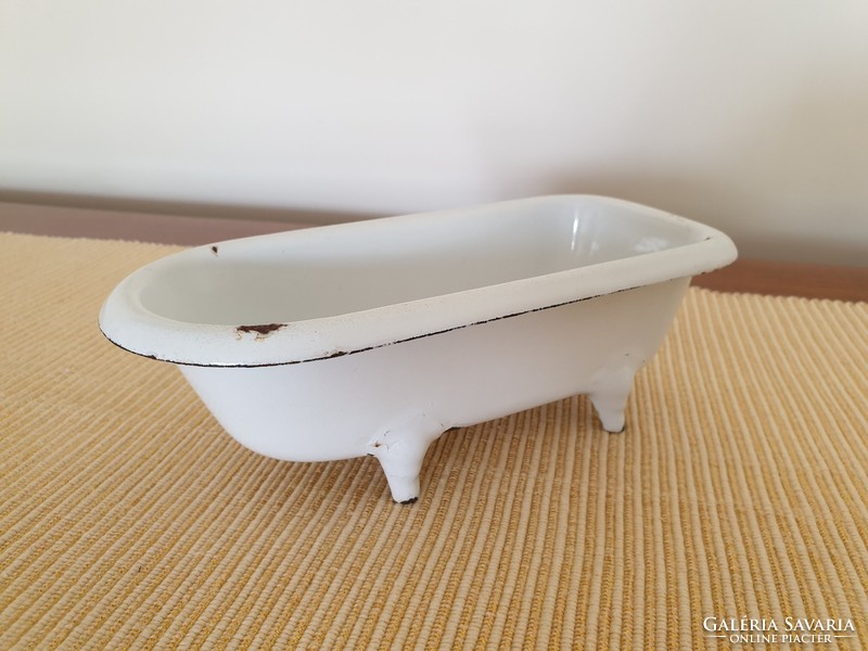 Old vintage enamel enameled plate tub bathtub bonyhad advertising toy 19 cm baby bath