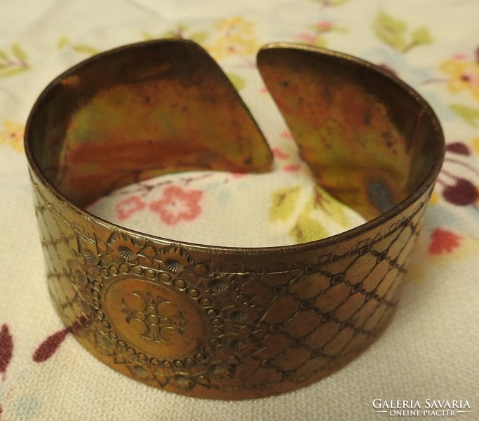 Old engraved thick copper bracelet