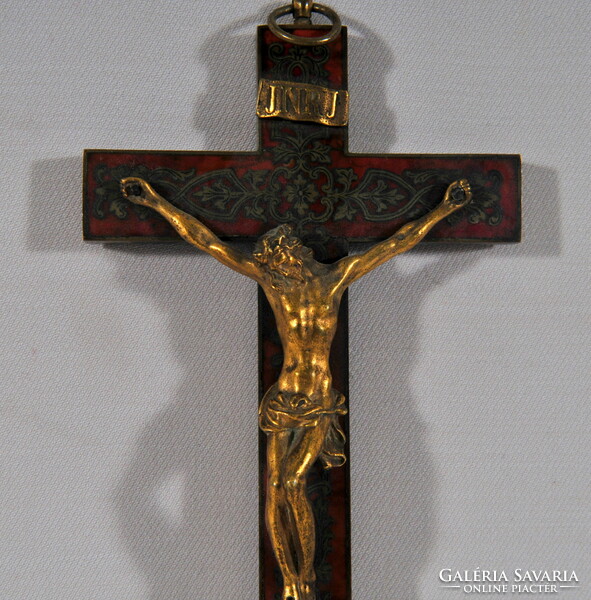 Antique crucifix, 19th century, with inlays