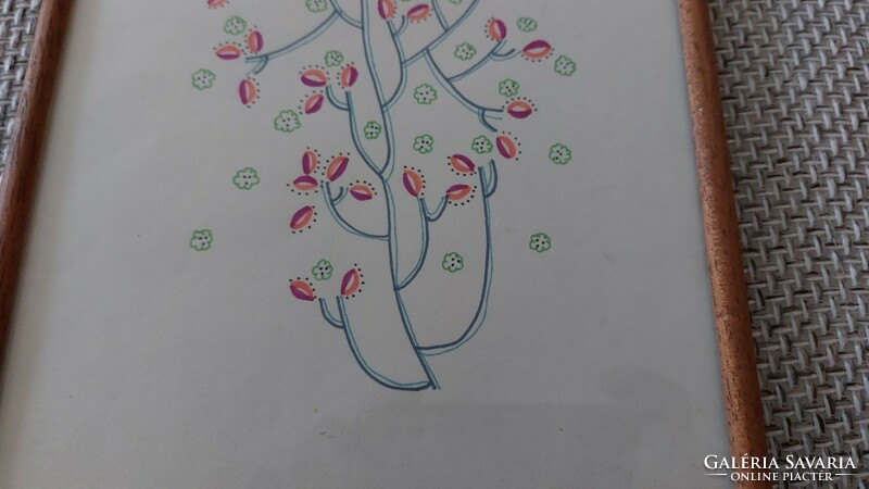 (K) Virágmotívumos kép 22x26 cm kerettel