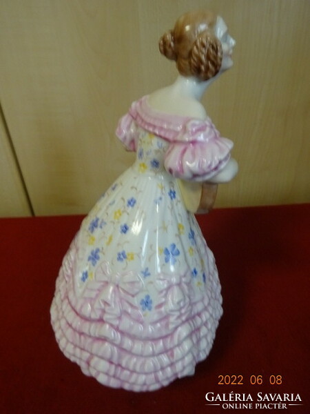 Herendi porcelán figura, Déryné rózsaszín ruhában. Vanneki!  Jókai.