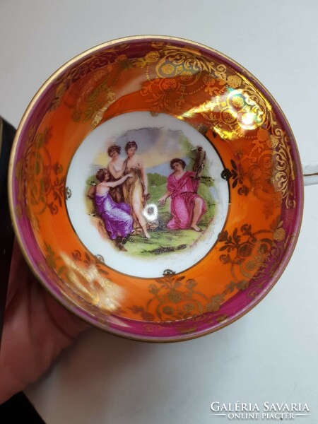 Mythological scene with ladies antique porcelain decorative cup + saucer