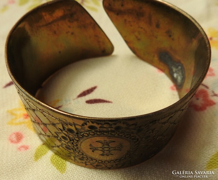 Old engraved thick copper bracelet