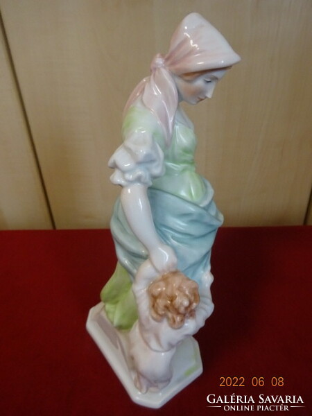 Herend porcelain figurine, motherhood. Mother with baby and jug. He has! Jókai.