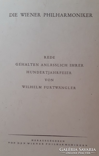 The wiener philharmoniker - rede von wilhelm furtwängler - musical rarity!