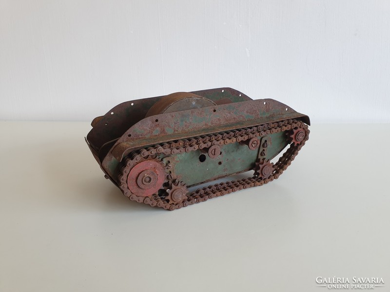 Old vintage crawler metal toy tank tank