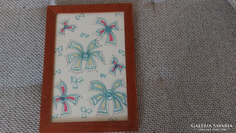 (K) flower motif picture with 34x24 cm frame