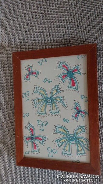 (K) flower motif picture with 34x24 cm frame