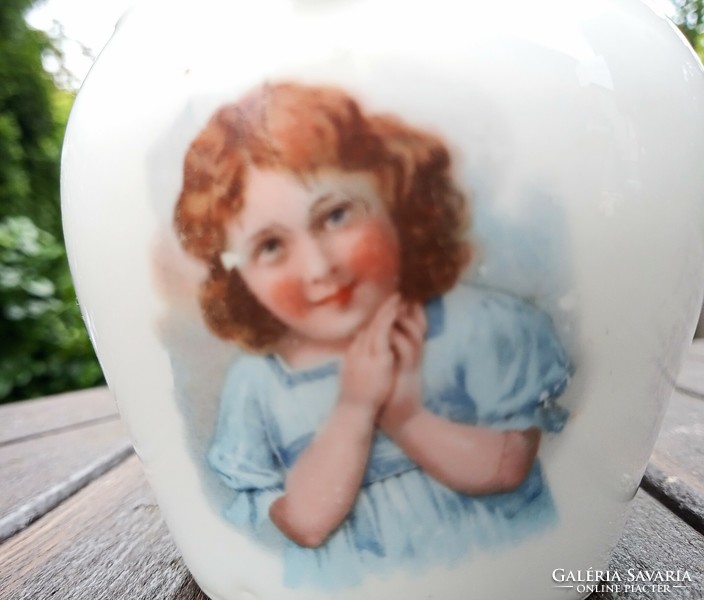 Antique little girl with patterned jar 10cm