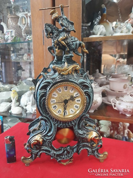 Antique bronze, copper figural fireplace, table pendulum, music clock. 42 Cm.