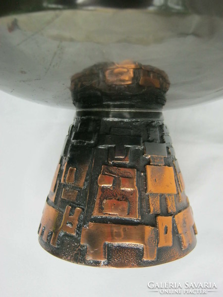 Retro ... Szilágyi Ildikó iparművészeti réz vagy bronz talpas tál asztalközép kínáló