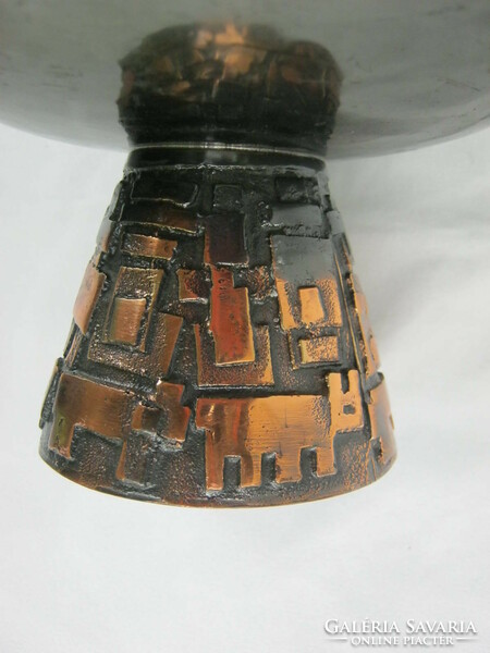 Retro ... Szilágyi Ildikó iparművészeti réz vagy bronz talpas tál asztalközép kínáló