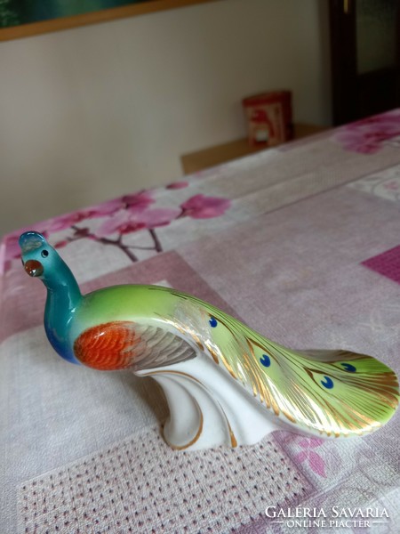 Marked Hungarian porcelain peacock