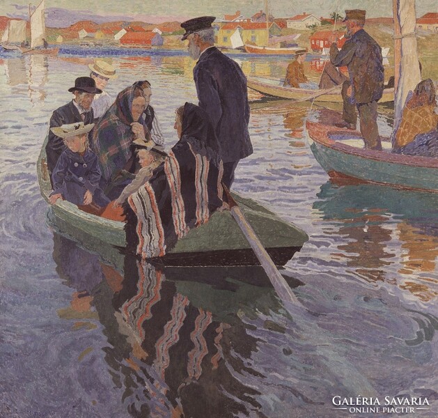 Carl Wilhelmson - churchgoers in a boat - reprint