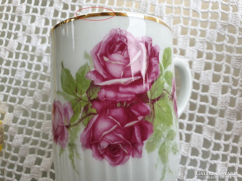 Régi Zsolnay porcelán rózsás bögre 2 db