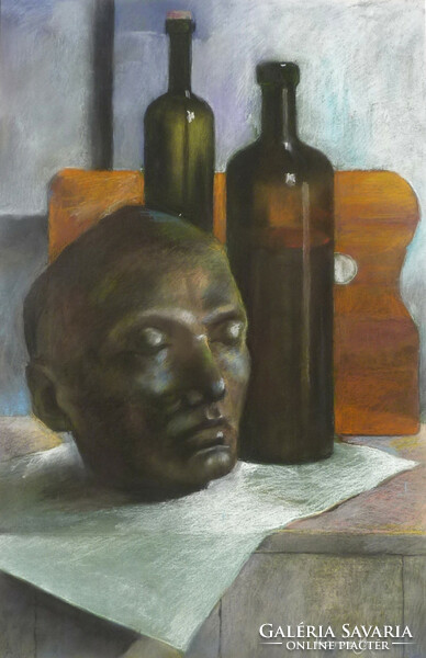 Lajos Horváth: still life (pastel-cardboard 70x50 cm framed)