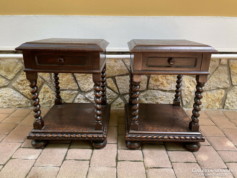 Twisted carved bedside table in pairs