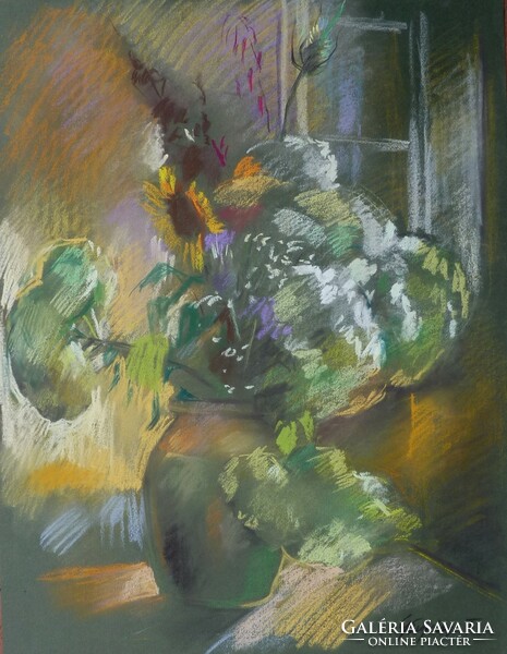 Tamás Görgényi: still life (pastel-cardboard 65x50 cm framed)