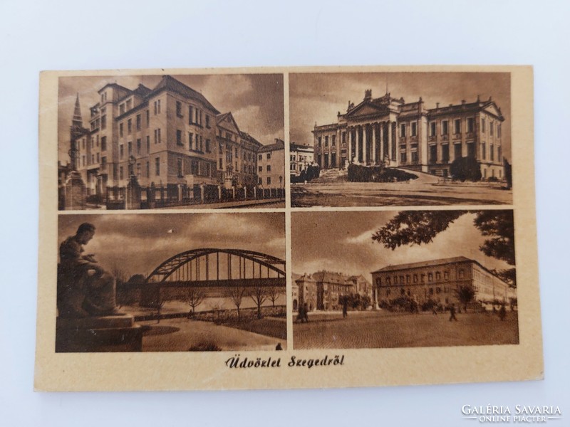 Old postcard photo postcard Szeged buildings bridge