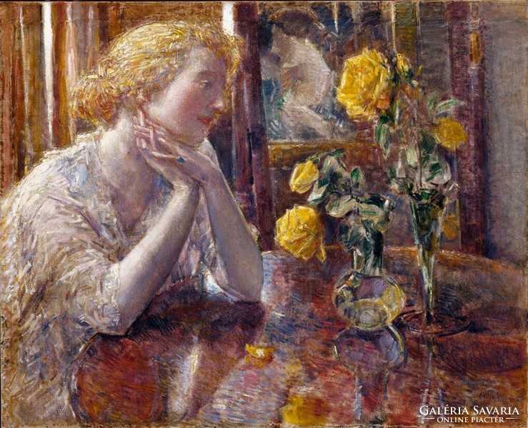 Childe Hassam - Merengés a rózsák előtt  - reprint