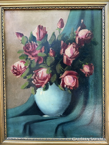 Pedro f.Hallery: roses in a vase