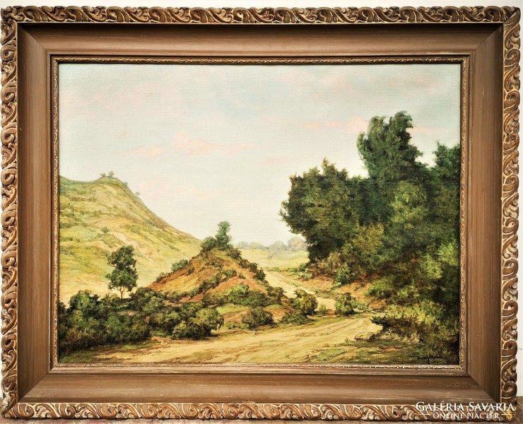 Árpád Basch (1873 - 1944) hilly landscape c. His painting is 96x76cm with original guarantee!