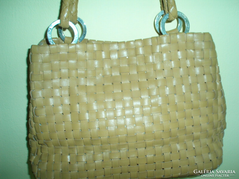 Vintage genuine leather beige shoulder bag