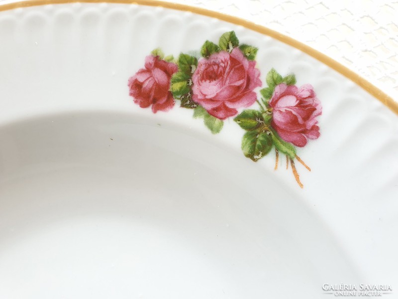 Old porcelain wall plate with rose plate folk wall decoration