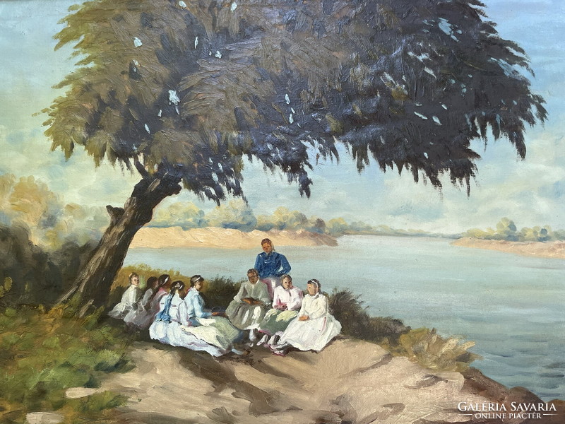 Gubinyi (?): Young milfs on the river bank 80x99cm !!!