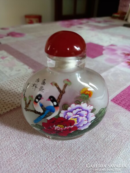 Chinese snuff glass hand-painted on the inside