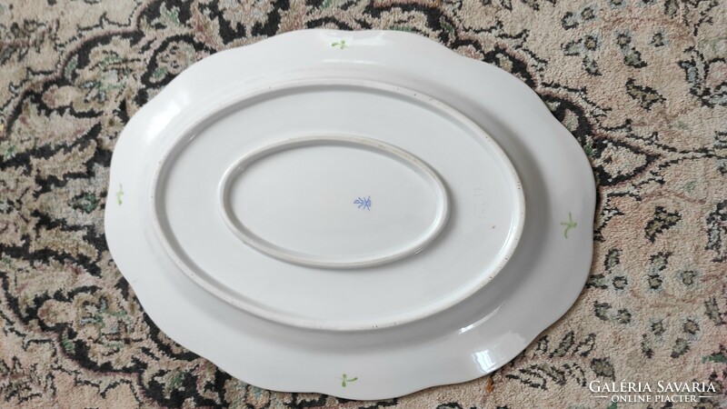 Leàraztam ,Kínáló Asztalközép,sültes tál, Herendi porcelán virág mintás.35 x26 cm