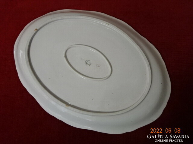 Zsolnay porcelain, antique, oval meat bowl. It has 36.6X26.5X3.5 Cm! Jokai.