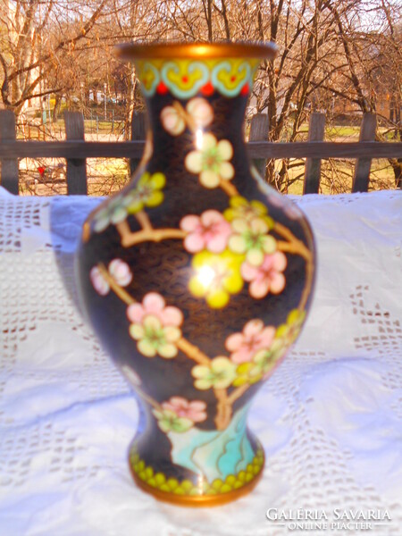 15 cm Cloissoné   zománc, rekeszzománc váza