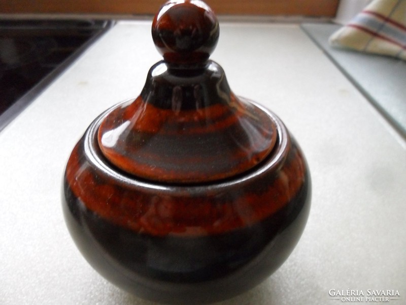 Art deco sugar holder, bonbonier, brown-red