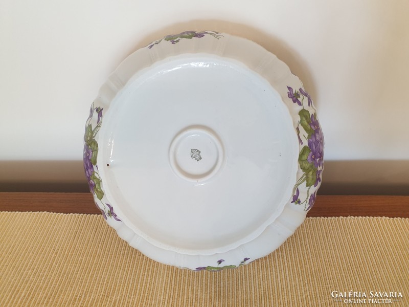 Old Zsolnay porcelain violet bowl large 27.5 cm wall plate vintage folk wall decoration stew patty bowl