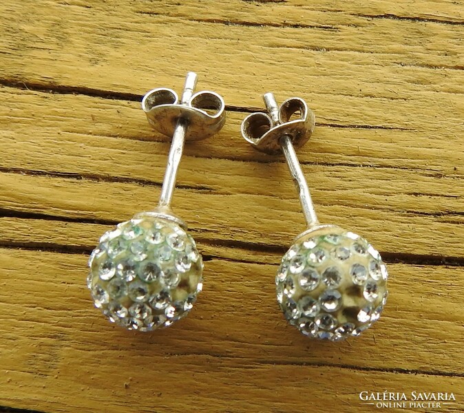 Pair of old spherical silver earrings