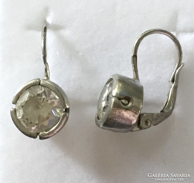 Old large silver buton crystal earrings