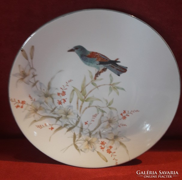 Antique tapestry wall plate, bird porcelain plate (m2580)