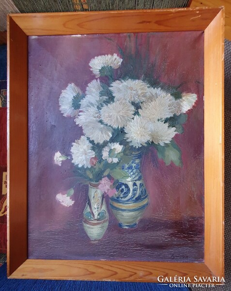 Igmándy schranz emil 1906-1987 painter, graphic work, oil painting.Flower still life.