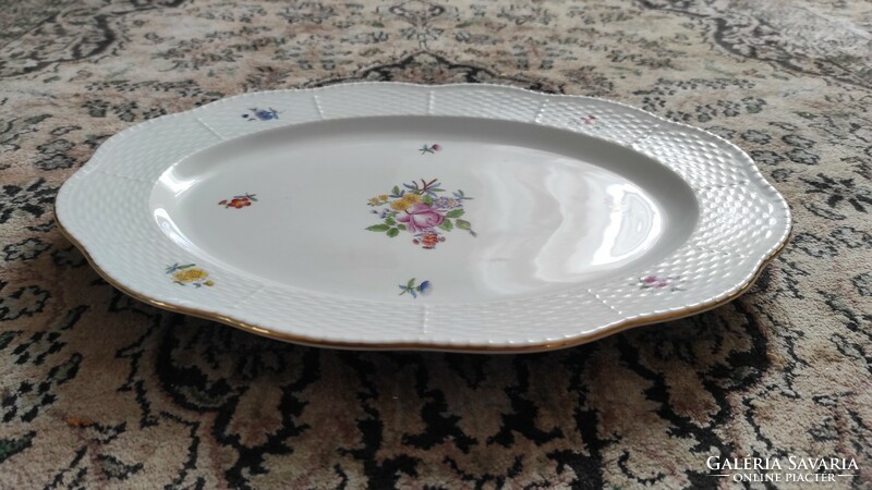 Leàraztam, offering centerpiece, roasting dish, Herend porcelain with flower pattern. 35 X26 cm