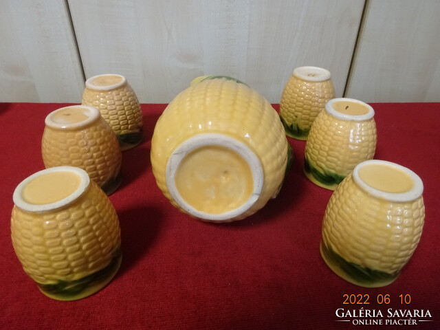 Corn pattern glazed ceramic wine set, six persons. He has! Jókai.