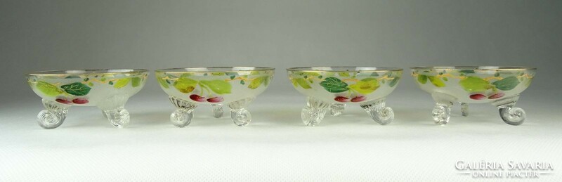 2 antique Biedermeier confectioner's glass goblets with hand-painted fruit patterns