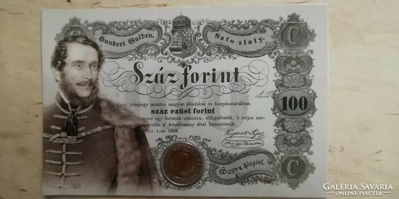 Rarity !!! One hundred forints one hundred silver forints, first day mintage! Small serial number !!!