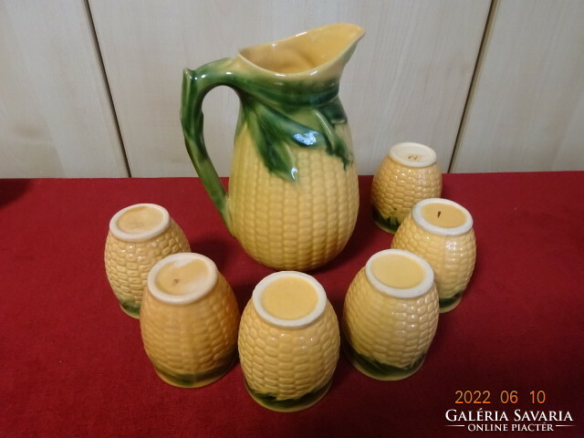 Corn pattern glazed ceramic wine set, six persons. He has! Jókai.
