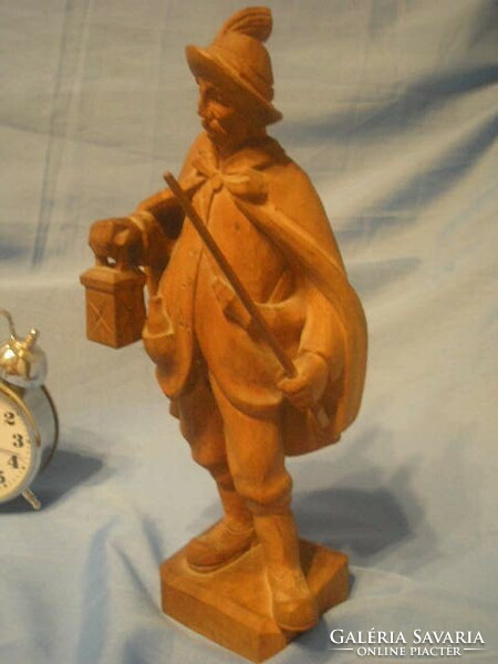 Antique at the same time carved pedestal lamp sculpture rarity 27 cm