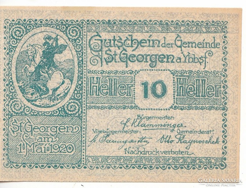 Osztrák szükségpénz  10 heller 1920