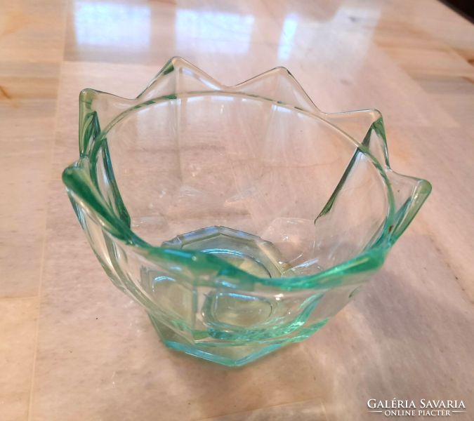 Old art deco rare green glass sugar bowl
