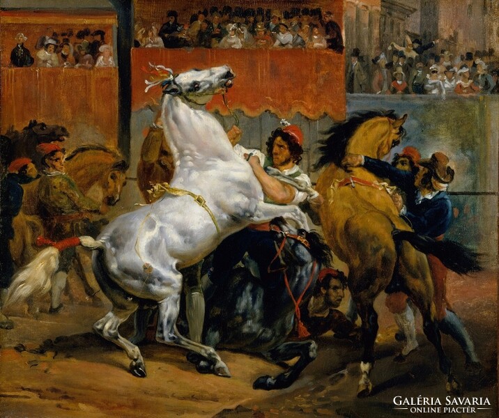 Horace vernet - the start of the race for knightless horses - canvas reprint